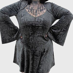 Killstar Sorcerous Silver Gray Velvet Dress or Top